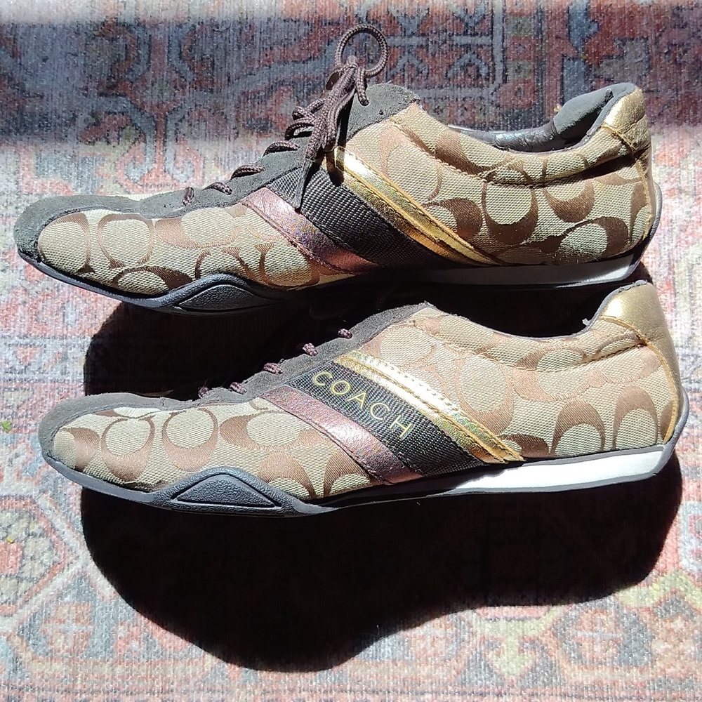 Coach Brown and Black Patterned Sneakers - 9M